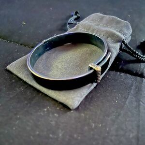 Bottega Veneta Intrecciato Bracelet Bangle Black Silver SV925 Italy